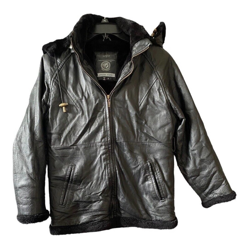 Teen Sergio Vadducci Genuine Leather Piel Jacket with Hood - Size-18